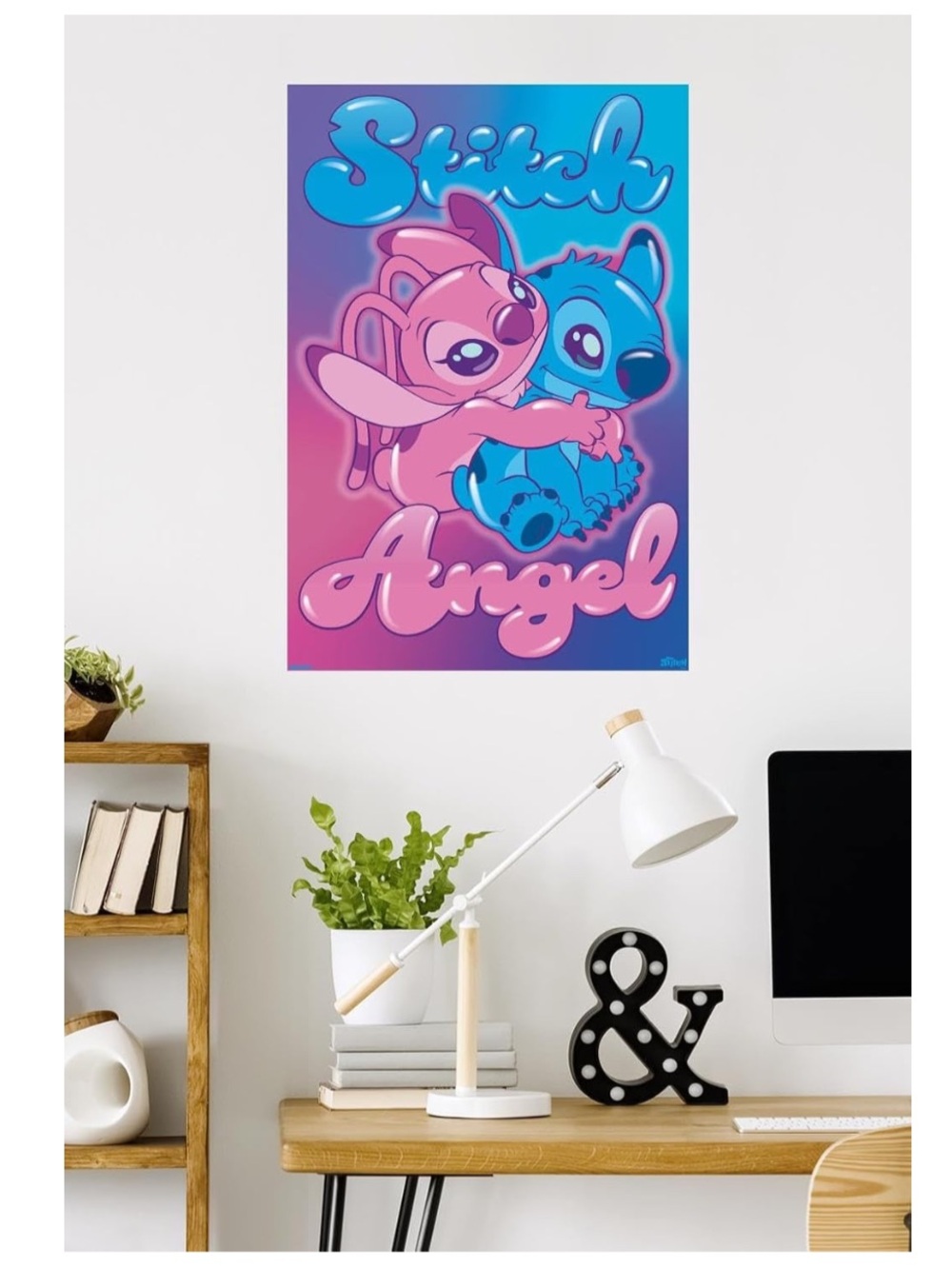 Stitch & Angel Pink and Blue Wall Art Poster